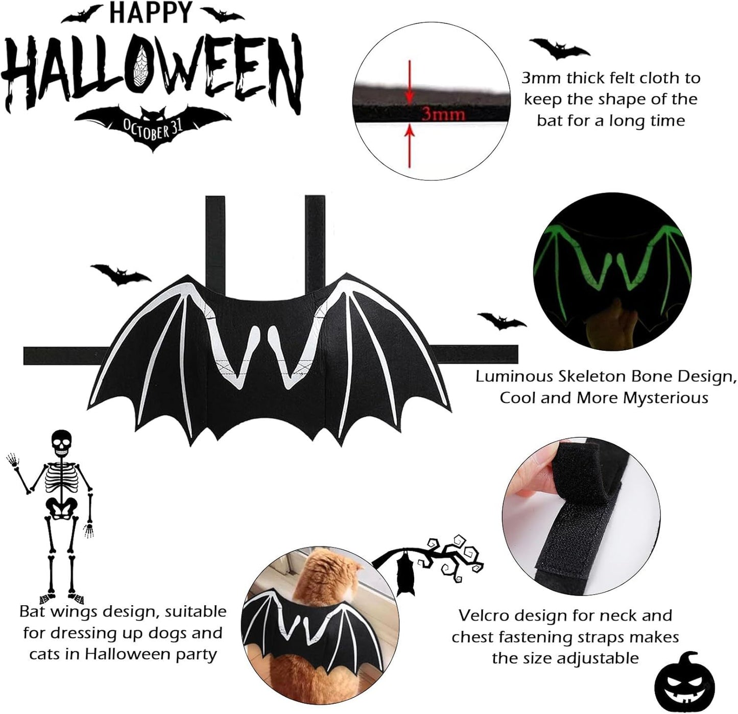Bat Wings Pets Cosplay Costumes Dress Up