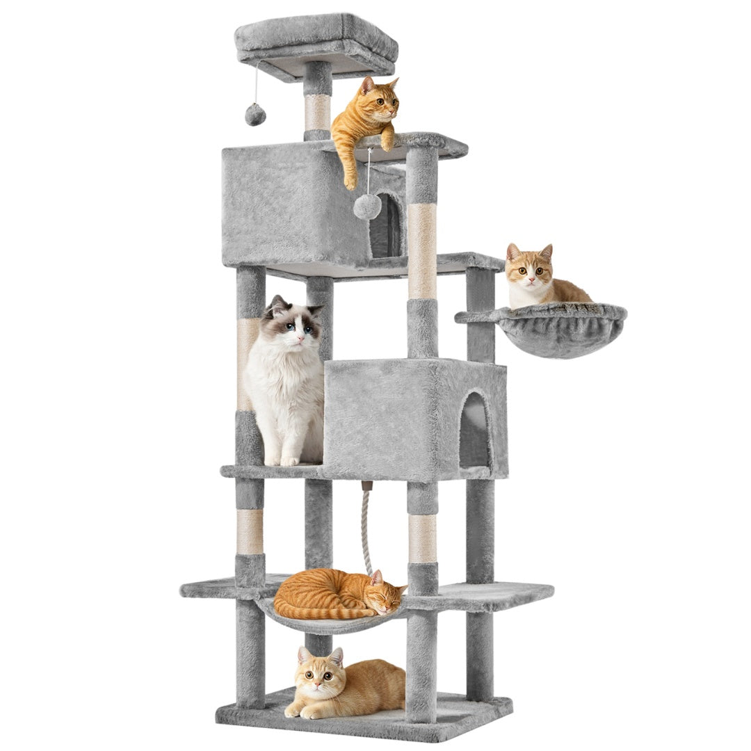 66 Inch Cat Tree Tower, Large Multi-Cat Climbing Extended Platform,