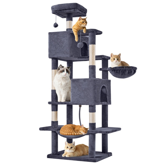 66 Inch Cat Tree Tower, Large Multi-Cat Climbing Extended Platform,